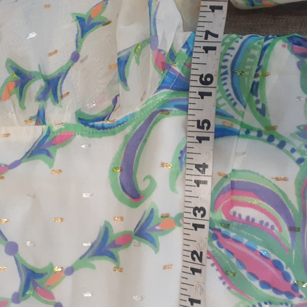 Lilly pulitzer women's sheer ivory off white pullover floral  blouse siz… - Picture 13 of 17